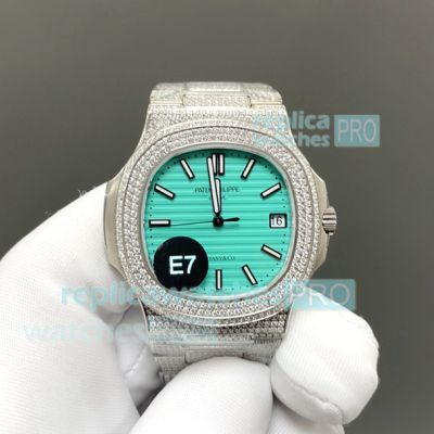 1:1 Clone E7 Patek Philippe 5711 Limited Edition Nautilus Tiffany Blue Dial Diamond Watch 